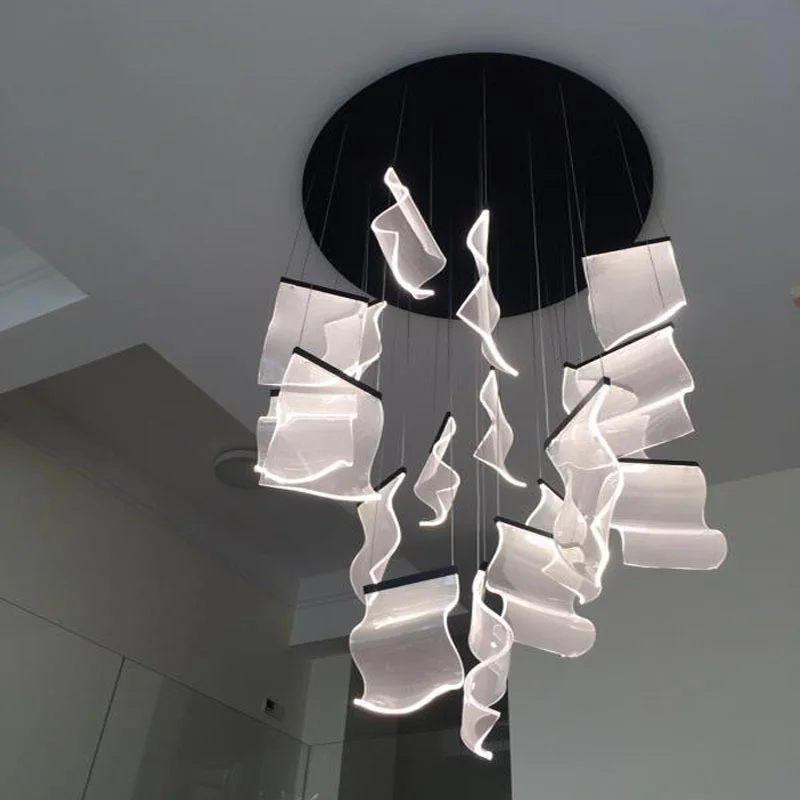Dubleks Bina Led Avizeler Post - modern Minimalist Oturma Odası Lamba Yaratıcı İskandinav Merdiven Restoran Salonu Aydınlatma ışığı Görüntü 4