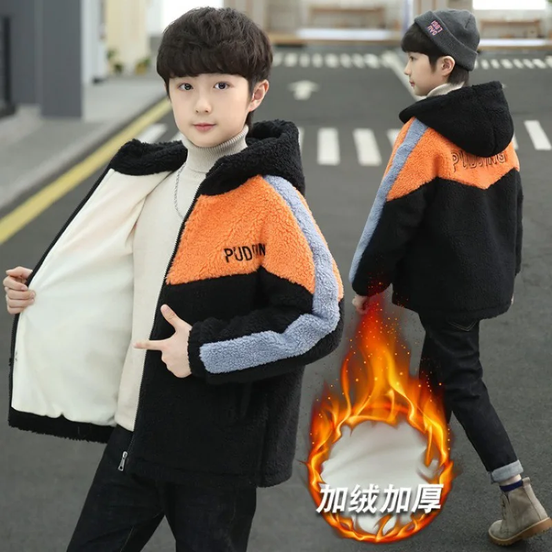 Erkek Ceket Ceket Pamuk Giyim Rüzgarlık 2023 Zarif Kalınlaşmak Kadife Kış Sıcak Okul Spor çocuk Giyim Görüntü 4