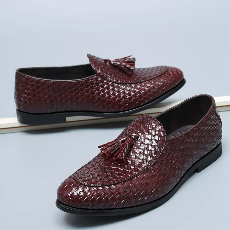 Erkek moda ayakkabılar Rahat Erkekler düz ayakkabı Yüksek Kaliteli Elastik Bant Tasarımı Dayanıklı Basit Dokuma Erkek Elbise Ayakkabı Görüntü 4