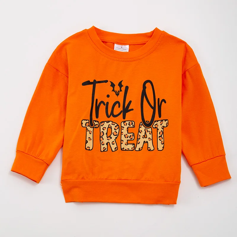 Girlymax Güz Cadılar Bayramı Uzun Kollu Kıyafetler Bebek Kız Üst T-shirt Leopar Spooky Trick Or Treat Butik Çocuk Giyim Görüntü 4
