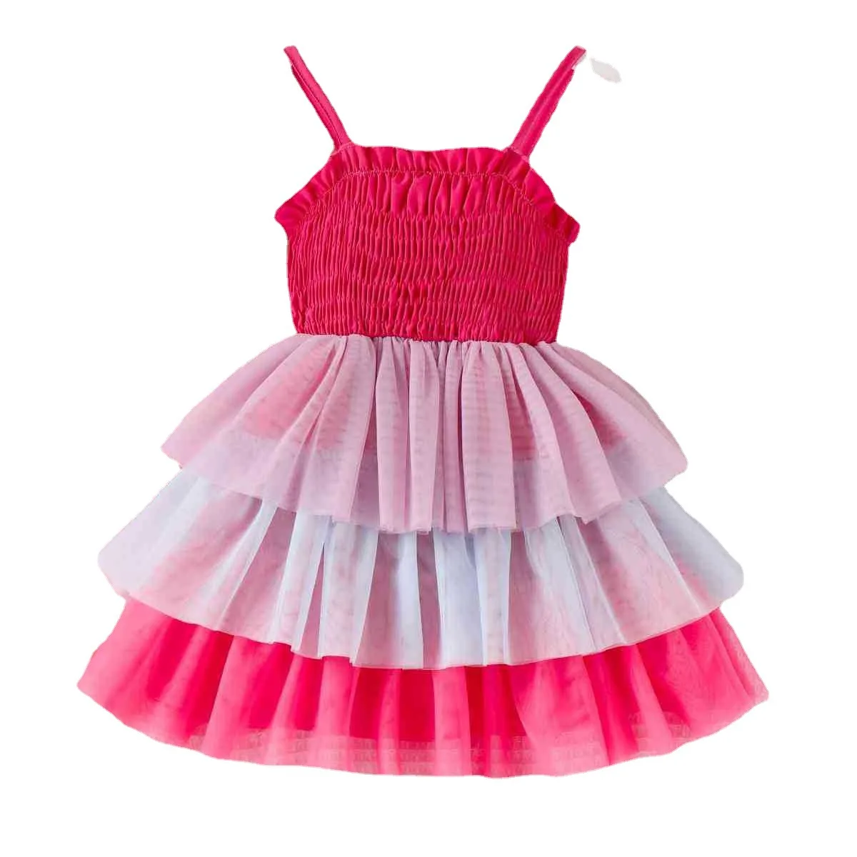 Gökkuşağı Örgü Elbise Çocuklar için Çocuk Kız Yaz Kolsuz Kayış Kayma Elbise Pilili Kek Prenses Elbiseler Bebek Kızlar için Görüntü 4