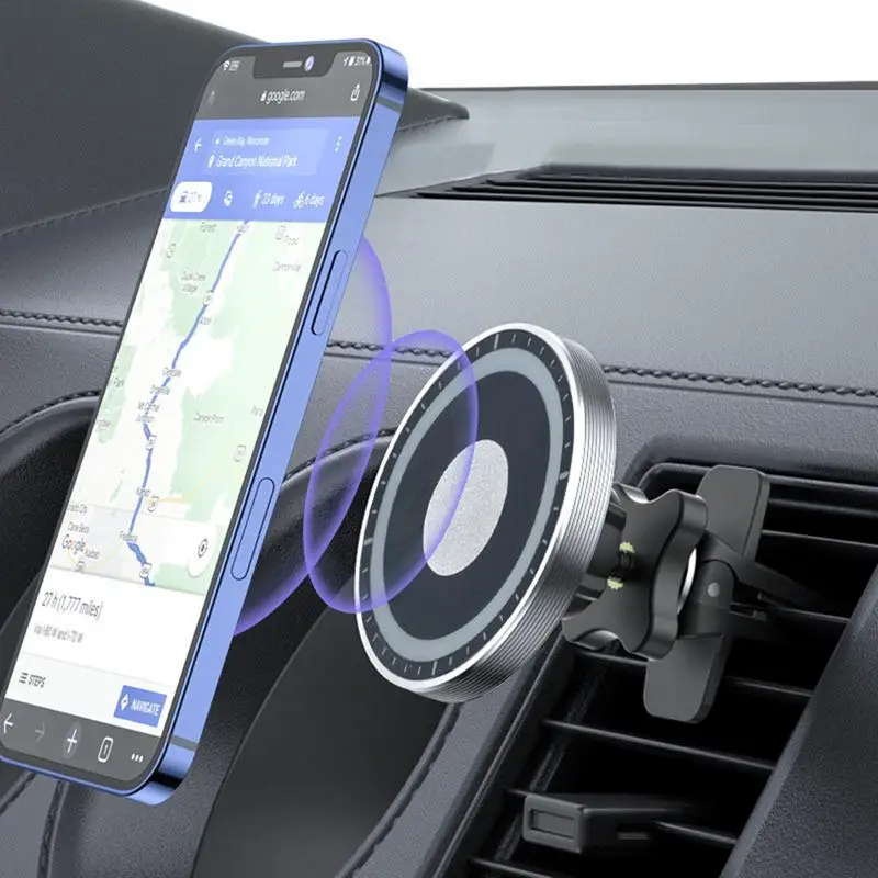 Ios için telefon tutucu Araba Havalandırma sabitleme kıskacı manyetik araç telefonu tutucu 360 Derece Esnek Mıknatıs Cep telefon standı GPS Desteği Görüntü 4
