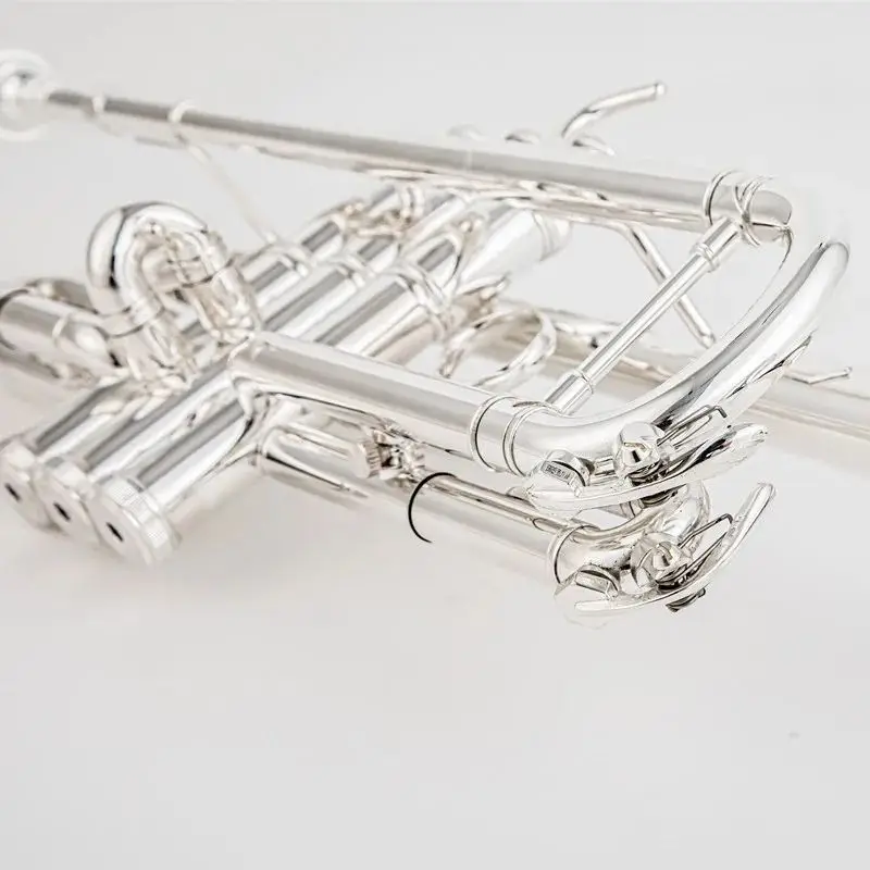 Japonya kalite 9445CHS C Trompet C Düz Pirinç Gümüş Kaplama Profesyonel Trompet Müzik Aletleri ile Deri Kılıf Görüntü 4