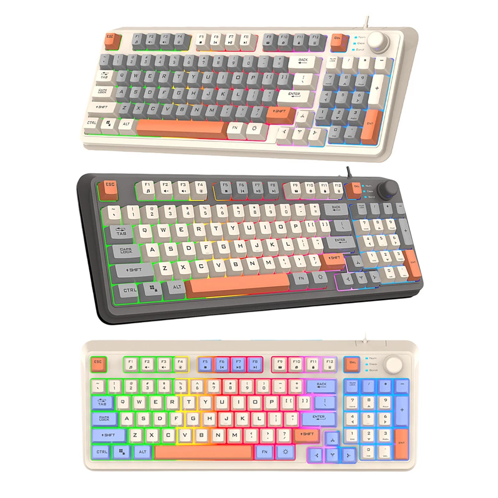 K82 mekanik klavye RGB ışık oyun Tuş Takımı USB portu aydınlık klavye 94 Tuşları Çalışırken değiştirilebilir Klavye PC Tablet için Masaüstü Görüntü 4