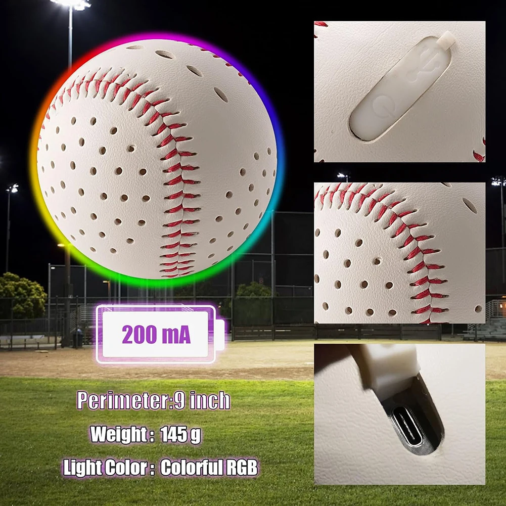 Light Up Beyzbol LED parlayan Beyzbol Karanlıkta parlayan 6 açık renk beyzbol 2 ışık modu genç çocuklar için yaratıcı oyuncular Görüntü 4