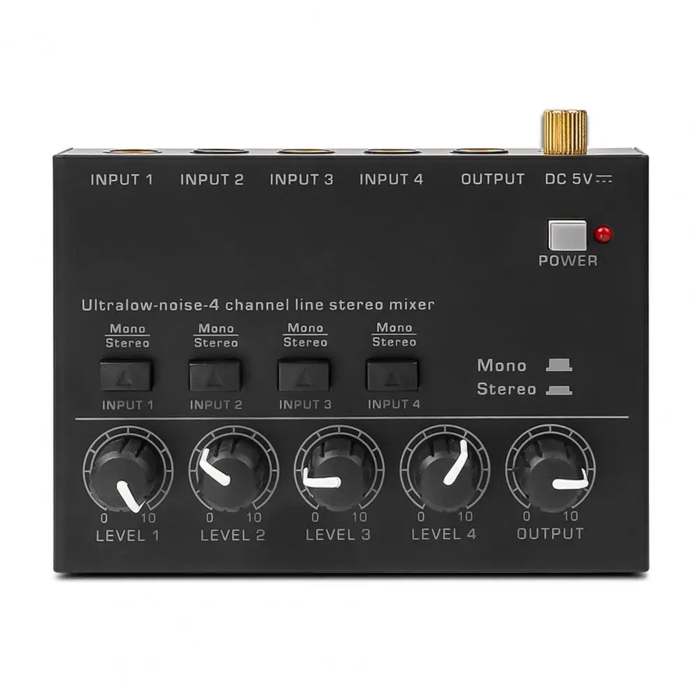 MAX400 Tuner Mono Basit Anahtarlama Düşük Gürültü Ses Kontrolü 4 Kanal Stereo ABD Plug Hattı Mikser Mini ses mikseri Stüdyo Malzemeleri Görüntü 4
