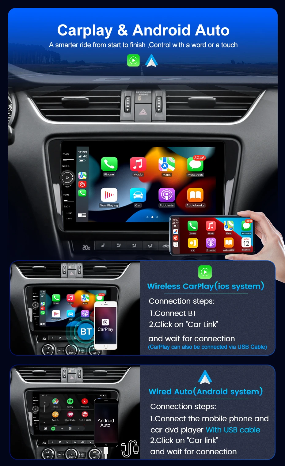 MLOVELİN QLED Ekran Android 11 Carplay araba radyo video oynatıcı Chery A3 2008-2010 hiçbir dvd 2 din Android RDS radyo Araba Stereo Görüntü 4