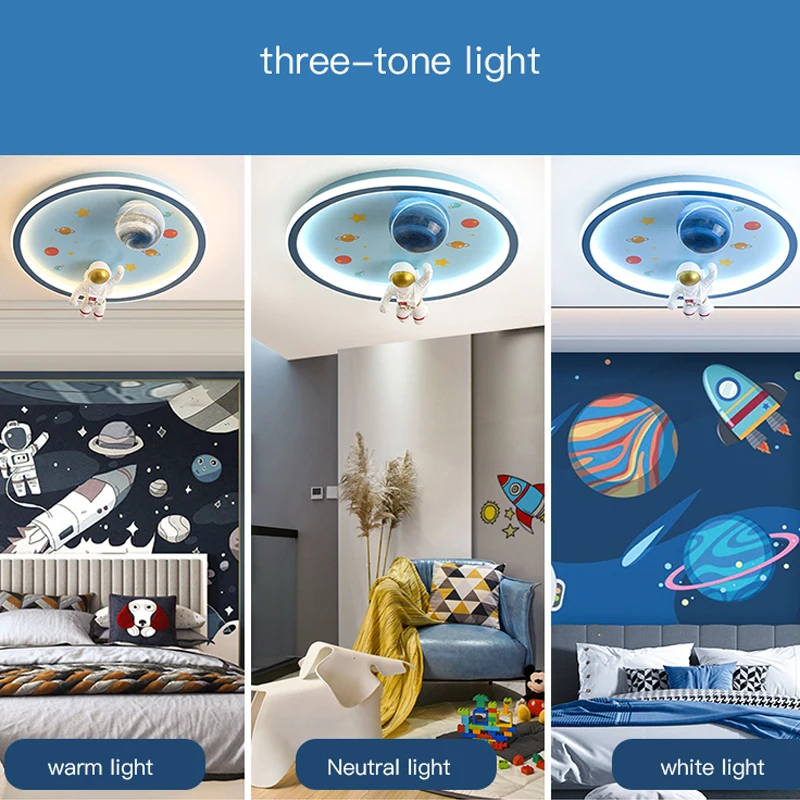 Modern Led Avize ışığı çocuk odası Yatak Odası çalışma Çocuklar Bebek Mavi Karikatür Astronot Tavan Lambası Dekor aydınlatma armatürleri Görüntü 4