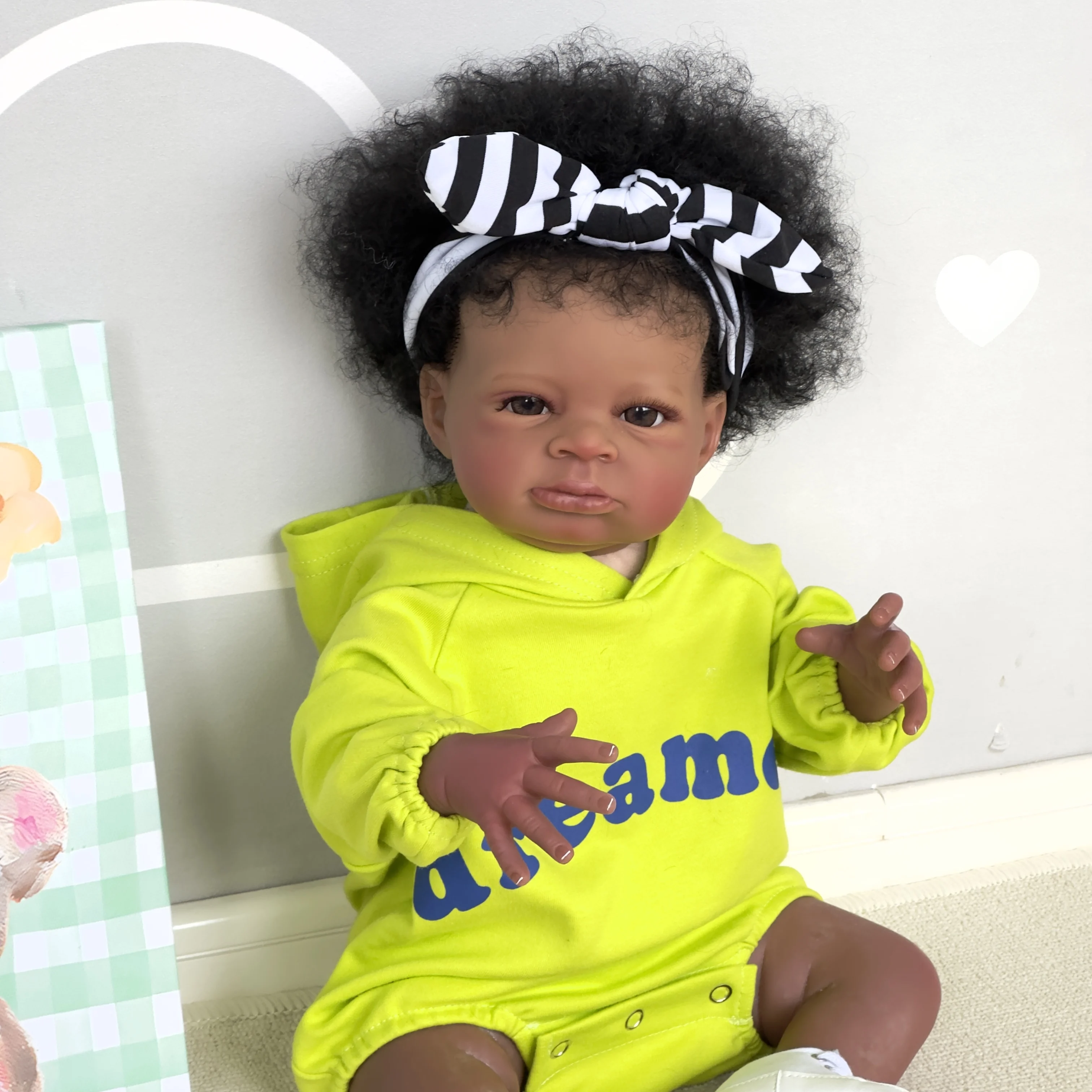 NPK 20 inç Reborn Bebek Lanny Koyu Kahverengi Deri Bebek Sanat Yapımı 3D Cilt Gerçekçi Bebek Koleksiyon Doll Görüntü 4