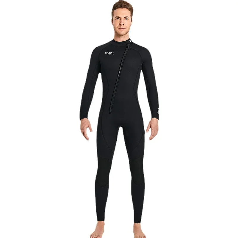 Neopren Wetsuit Erkekler için, Termal Tam Takım Elbise, Çapraz Fermuar, Dalış, Yüzme, Sörf, Kayak, Sıcak, 3mm, Kış Görüntü 4