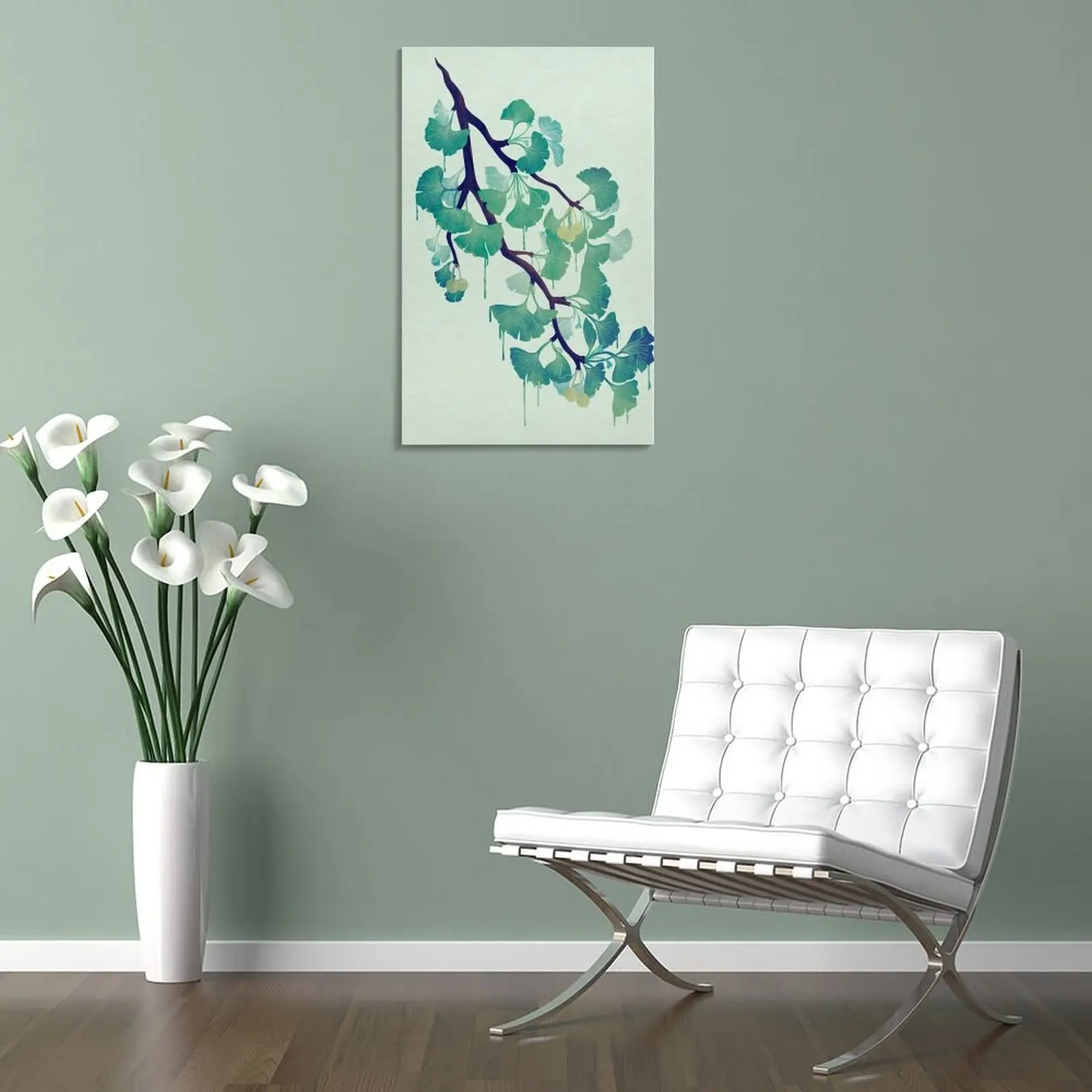 O Ginkgo (Yeşil) Tuval Boyama Resimleri yatak odası için dekoratif resim oturma odası için Görüntü 4