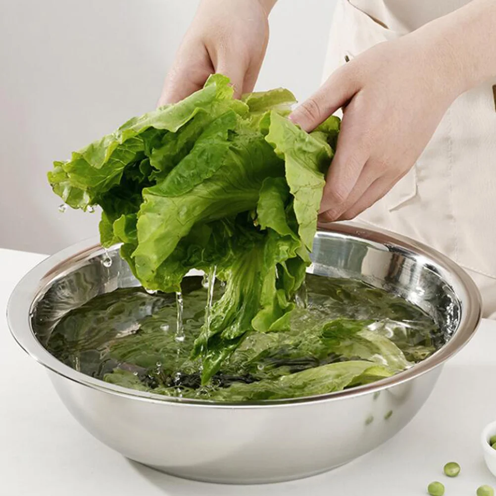 Paslanmaz çelik lavabo Ev Sebze Yıkama Havzası Düz Tabanlı Kaymaz Pişirme Salata Pişirme Havzası Mutfak Aksesuarı Görüntü 4