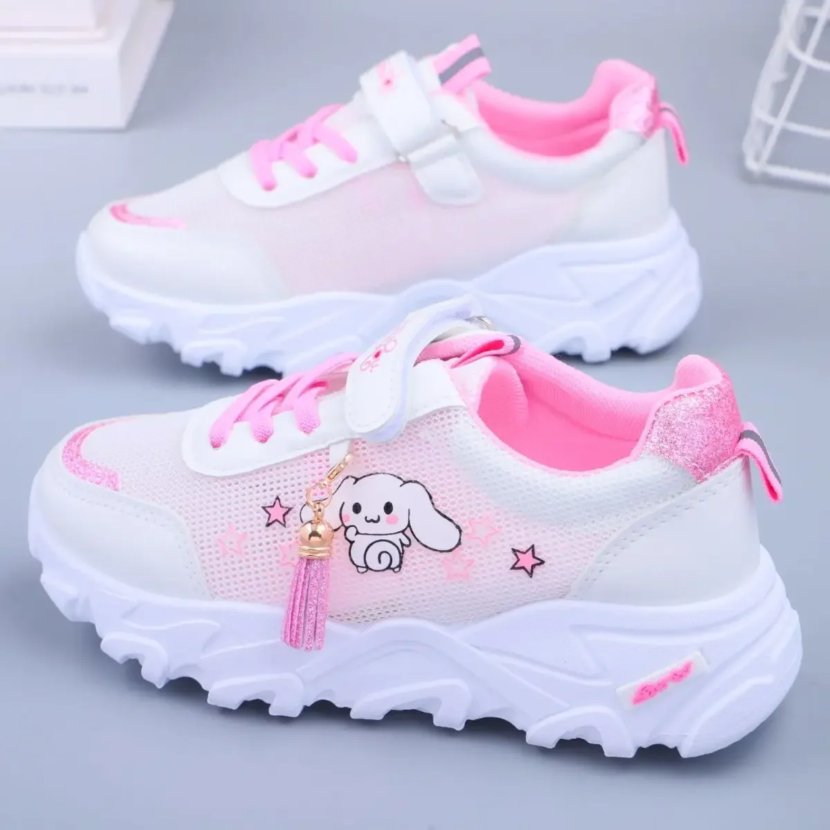 Sanrio Tarçın Kız Erkek Düz koşu ayakkabıları Yumuşak Taban Nefes Sneakers gündelik çocuk ayakkabısı spor ayakkabı Görüntü 4