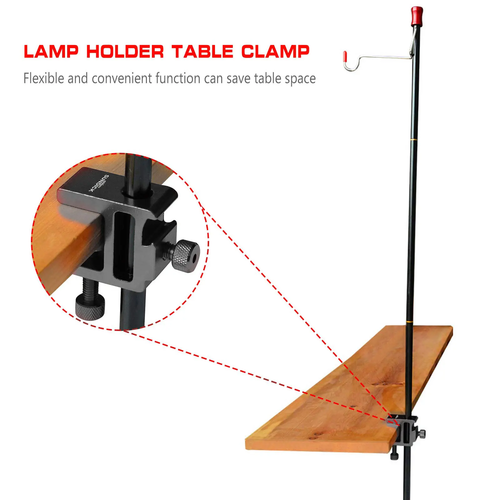 Taşınabilir katlanır masa lambası kelepçe konsol braketi kelepçe ayarlanabilir yükseklik alüminyum ışık standı açık kamp fenerler Görüntü 4