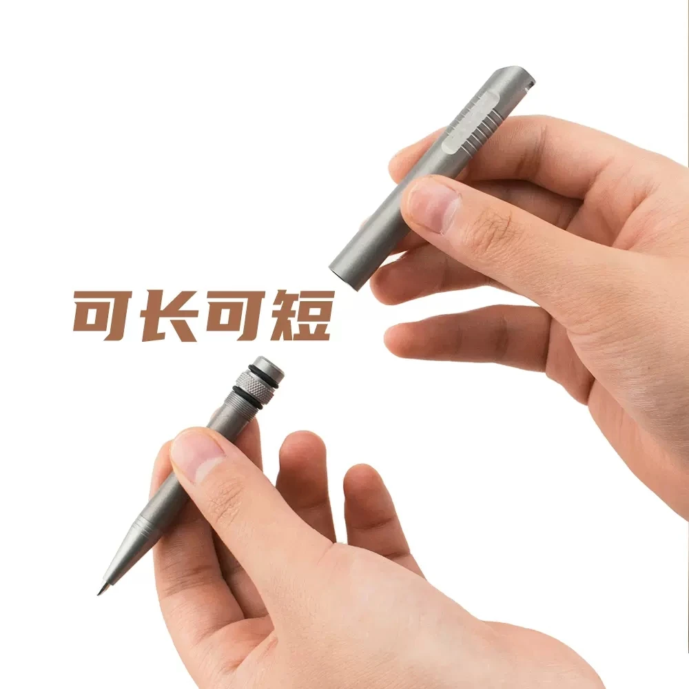 TİTANER Titanyum Mini Açık Taşınabilir Cep Katlanır Kalem Imza Kalem Acil Tehlike Aracı Görüntü 4