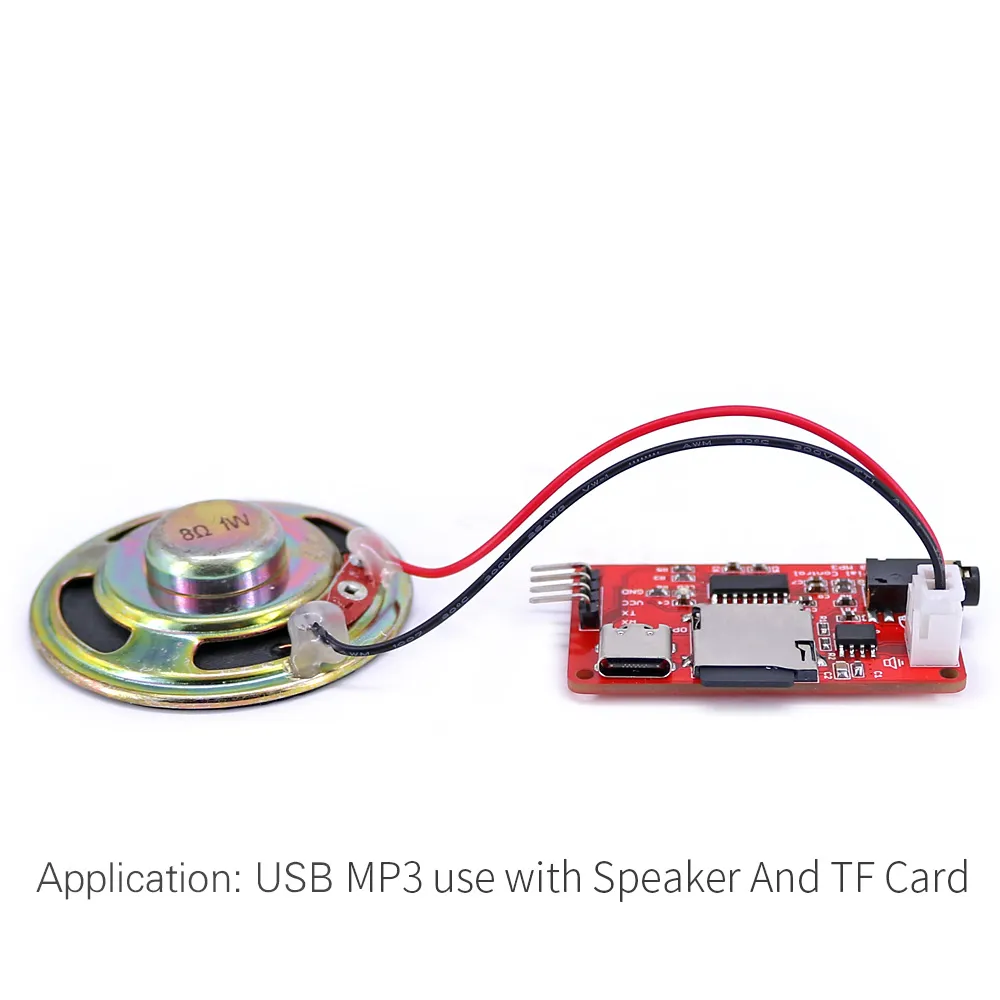 UART Seri Kontrol USB MP3 WAV Ses Müzik Çalar Modülü Dahili Amplifikatör + 1W Hoparlör + Mikro TF Kart Arduino için Uyumlu Görüntü 4