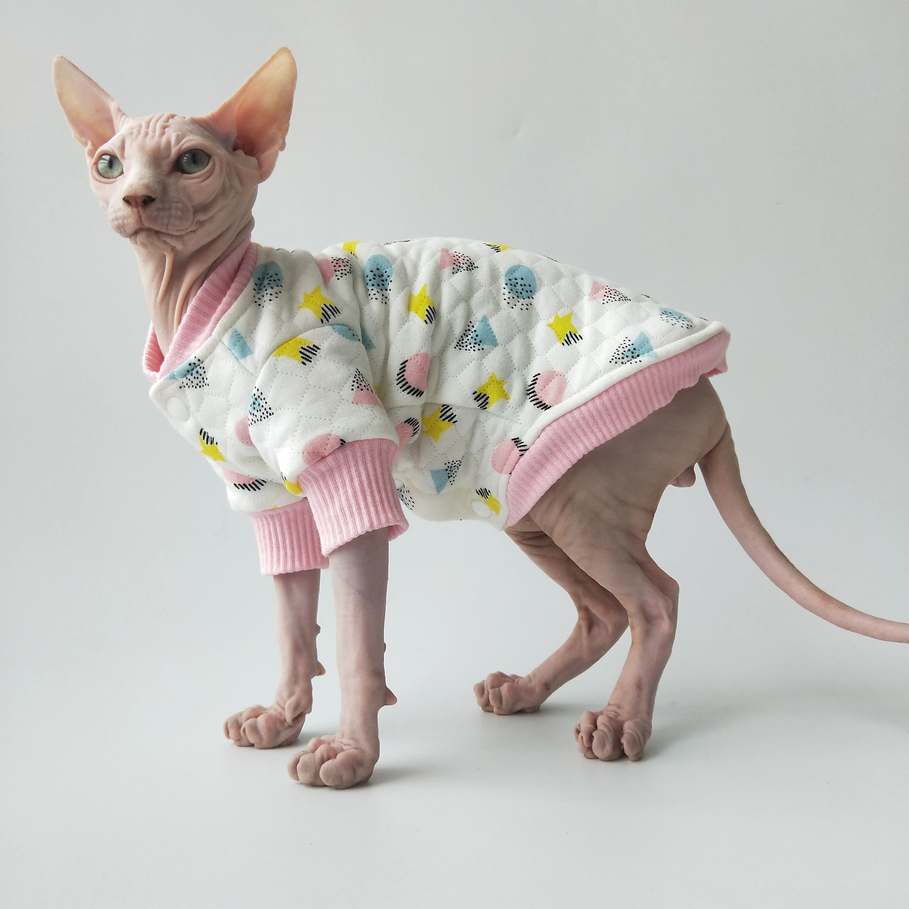 WMXZ Sfenks Tüysüz Kedi Kitty Köpek Giysileri Tulum Kıyafet Coat Pet Kostüm Sonbahar Kış Sıcak Pamuk Hırka Elbise Tatlı Sevimli Görüntü 4
