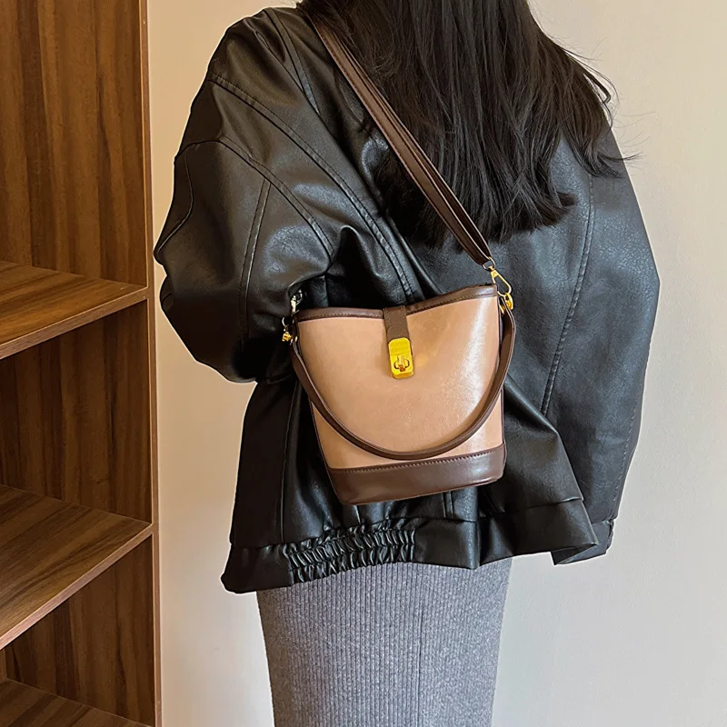 Y2k Estetik Vintage Kontrast Renk Kadın Çanta Rahat Patchwork basit omuz çantası Kore Tüm Maç Moda Crossbody Çanta Görüntü 4