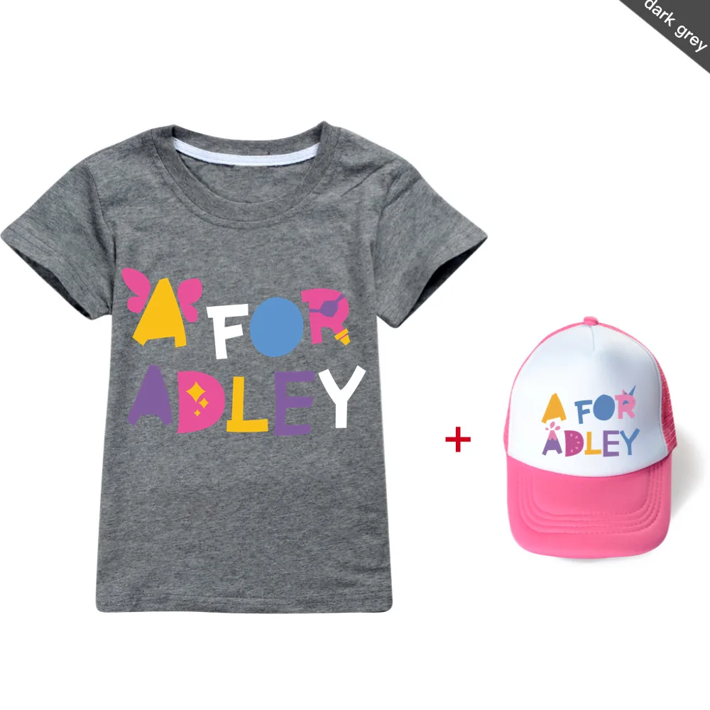 Yeni 2023 Yaz Erkek T Shirt için Bir Adley Baskı Çocuk T-Shirt Komik Çocuk Kız Elbise Casual Tops + Şapka Görüntü 4