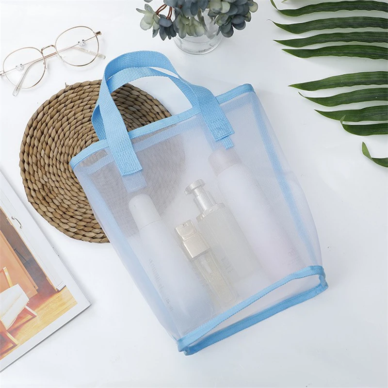 Yeni Kadın Büyük Makyaj Çantası Örgü Seyahat Depolama duş torbası Plaj Tuvalet Çantası kozmetik Çantası Çanta Örgü Çanta Tuvalet saklama çantası Görüntü 4