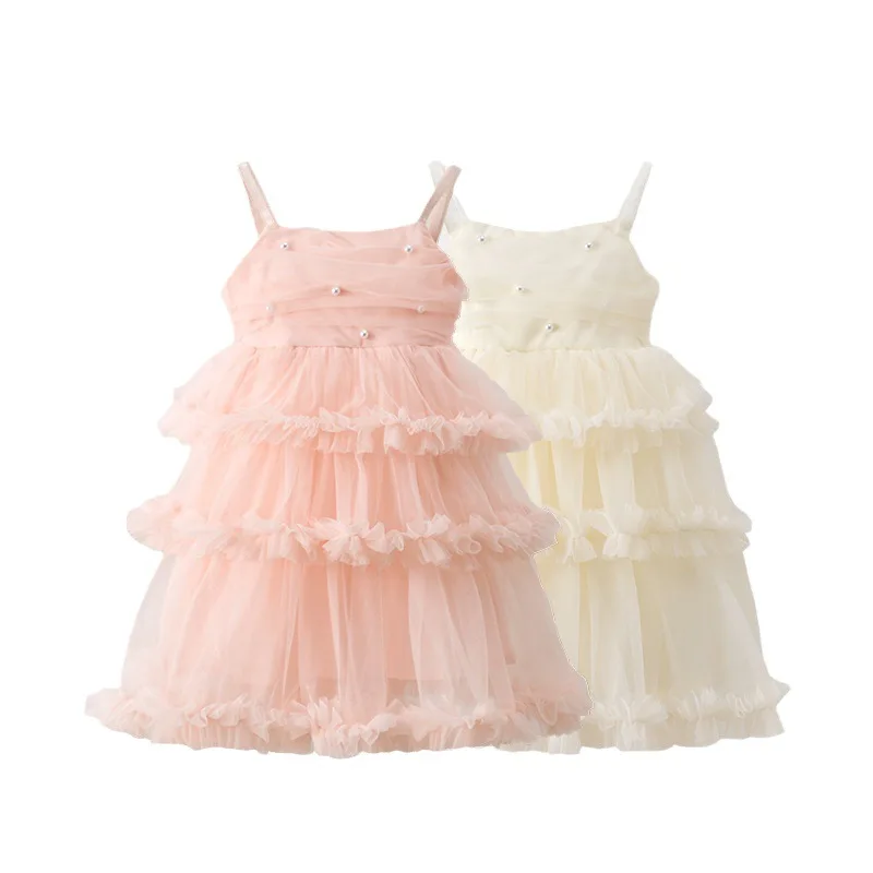 Yeni Yaz Çocuk Kız Elbise Düz Renk Askı Kek Prenses Elbise çocuk Moda Tutu Kabarık Balo Etek H260 Görüntü 4