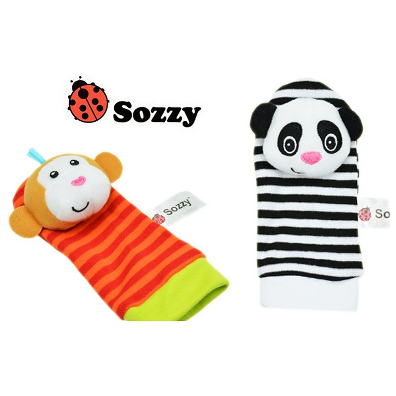 Çıngıraklı oyuncak Bilek Çorap Peluş Çorap Çıngırak ayak koruyucu Panda Maymun Katır at çorapları Çıngırak Bilezik Oyuncak Dropship Görüntü 4