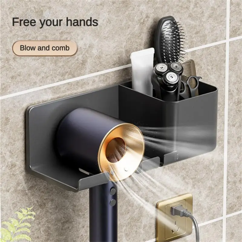 1 ~ 5 ADET Duvara Monte Saç Kurutma Makinesi Tutucu Banyo Rafı Sondaj olmadan Plastik Saç kurutma makinesi standı Banyo Organizatör Görüntü 5