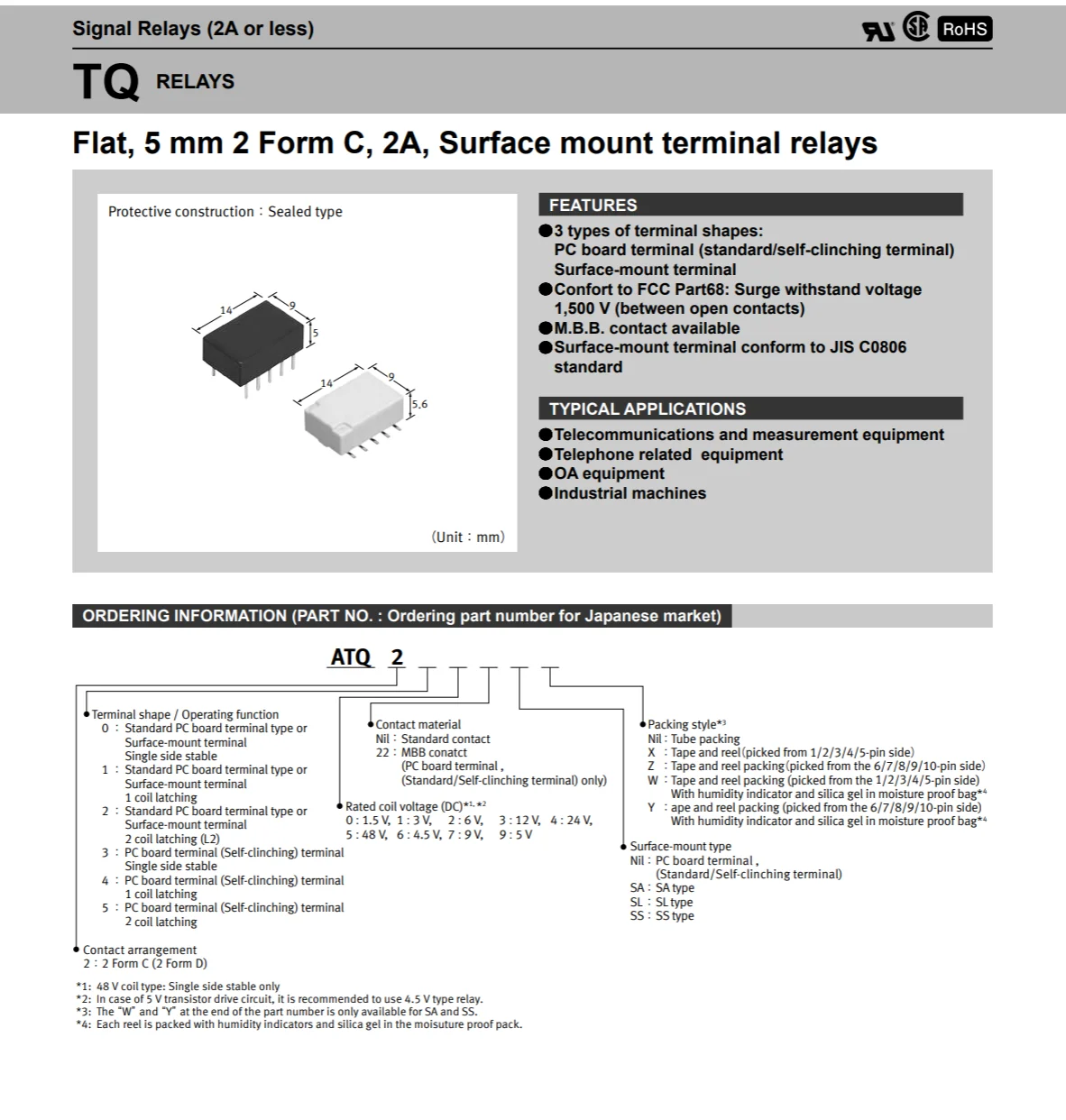 10 Adet / torba TQ2 - 5V Düşük Sinyal Röleleri-PCB 1A 5VDC DPDT KİLİTLENMEYEN PCB DIP10 Görüntü 5