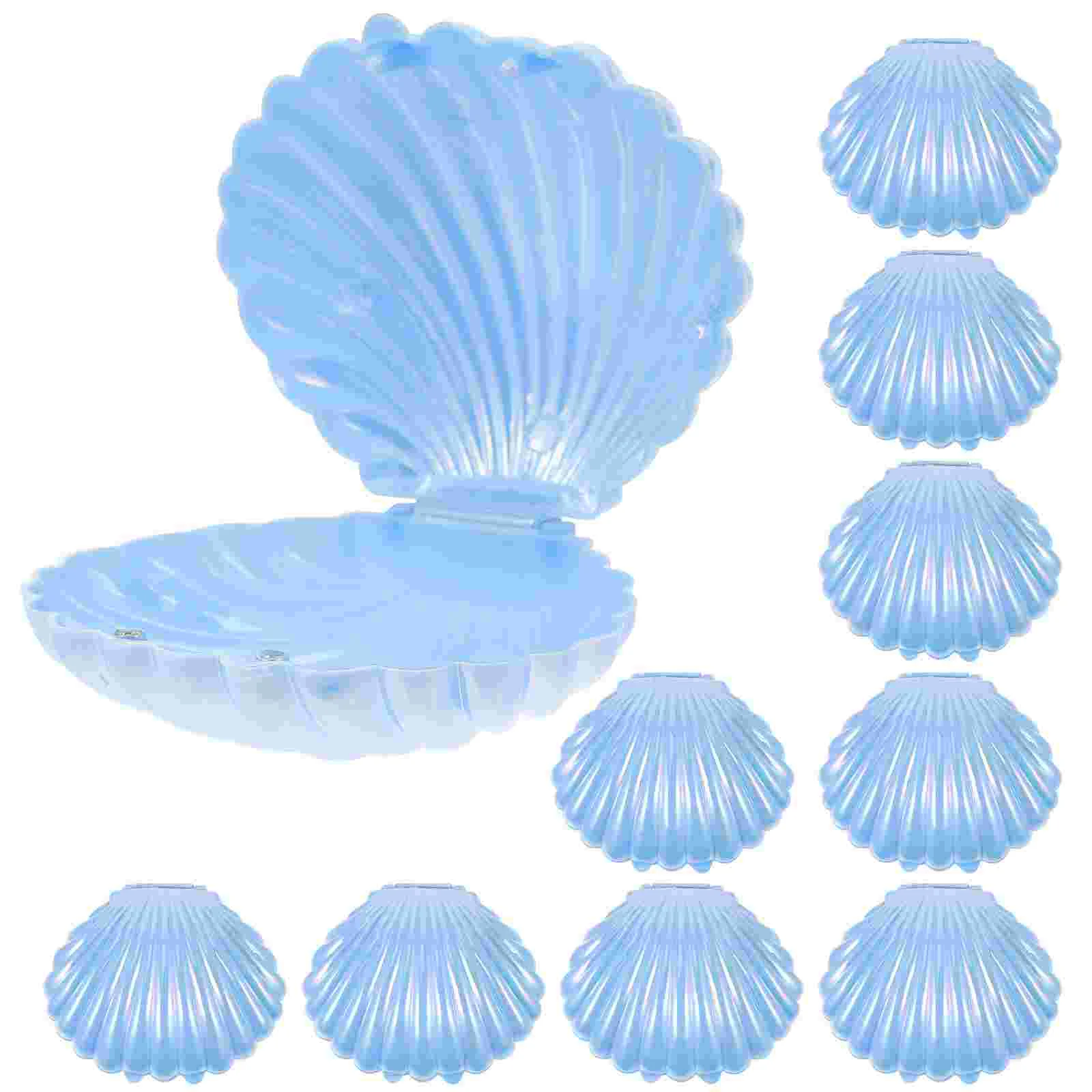 10 adet Kabuk Şeker Saklama Kutuları Deniz Kabuğu Şeker Kutuları Plastik Düğün Mini Deniz Kabukları Saklama Kutusu Mücevher Kutusu Görüntü 5