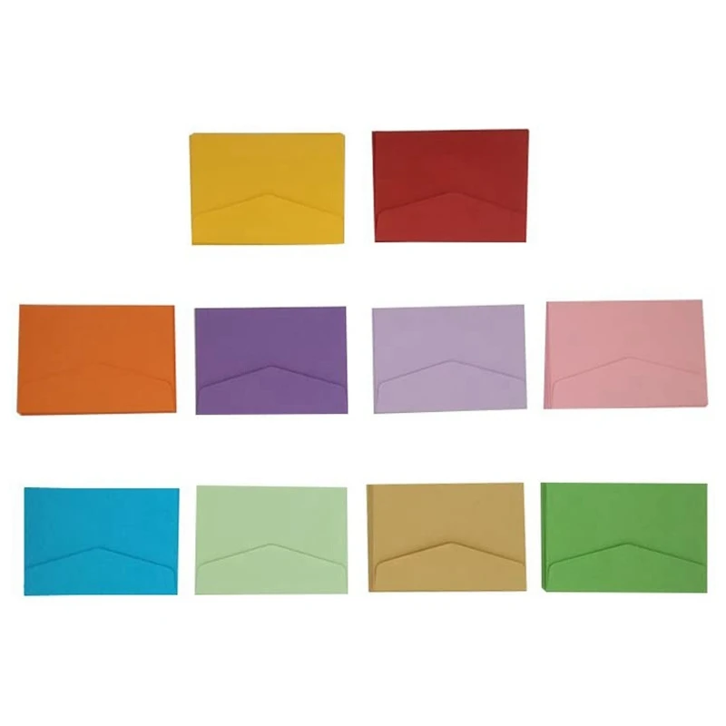 100 Adet Mini Zarflar 10 Renk Hediye Kartı Zarfları Kişiselleştirmek İçin Hediye Kartları Düğün Zarflar Veya Yer Kartı Görüntü 5