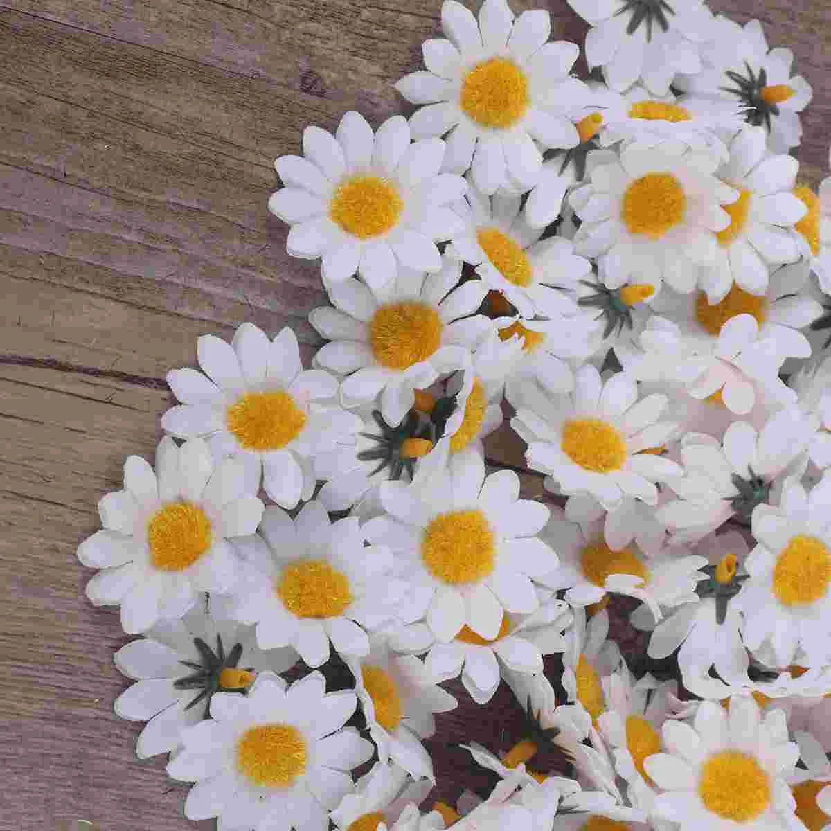 100 adet Yapay Papatya Kumaş Papatya Çiçek Yapay Papatya Krizantem Papatya Çiçekler Düğün Ev Dekorasyon için (Beyaz ) Görüntü 5