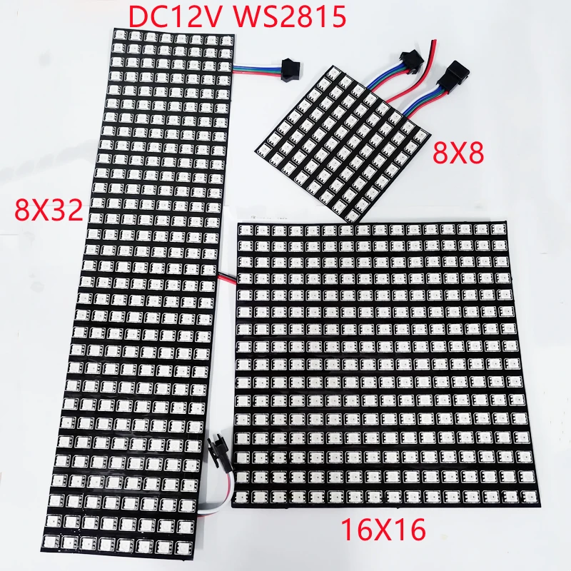 16x16 8x32 8x8 Piksel WS2812B WS2815 Paneli Dijital Esnek LED Panel Ayrı Ayrı adreslenebilir Tam Rüya Renk Beyaz / Siyah Görüntü 5