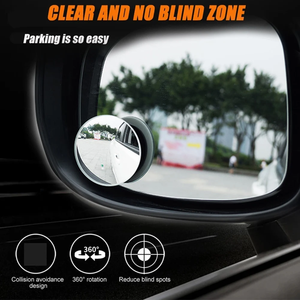 2 Adet Kör Nokta Dikiz Aynası 360 Derece Ayarlanabilir Geniş Açı Araç Park Aynaları Çerçevesiz Tüm Evrensel Araçlar için Görüntü 5