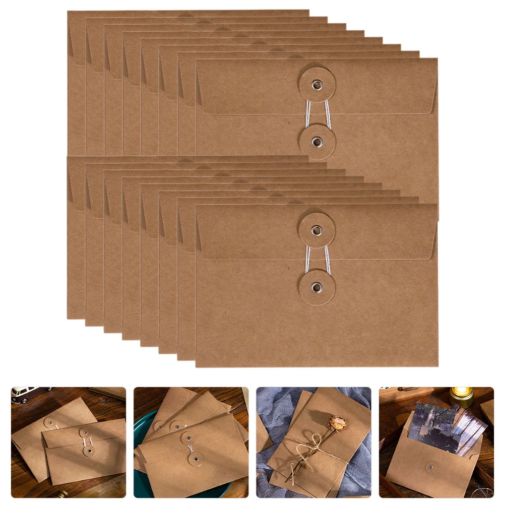 20 Adet Kraft Zarf Parti Malzemeleri Vintage Zarflar Ambalaj düğün Kartları Zarflar yazma kağdı saklama torbaları Klasörü Görüntü 5