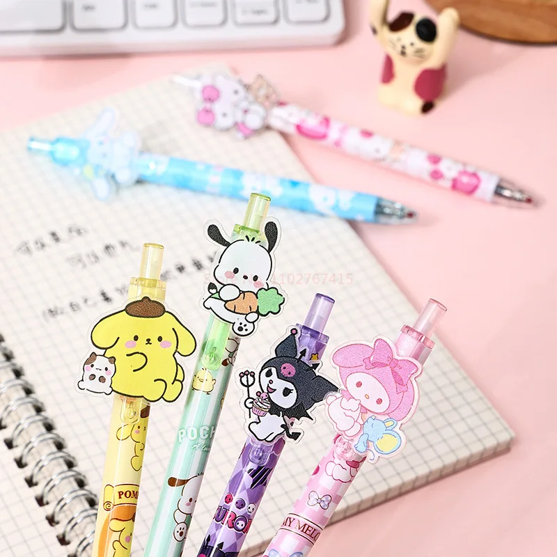 48 adet Sanrio Akrilik Yama Basın Kalem Kawaii Melodi Kuromi Hello Kitty 0.5 Siyah Basın Jel Kalem Sevimli Öğrenci Kırtasiye Hediye Görüntü 5