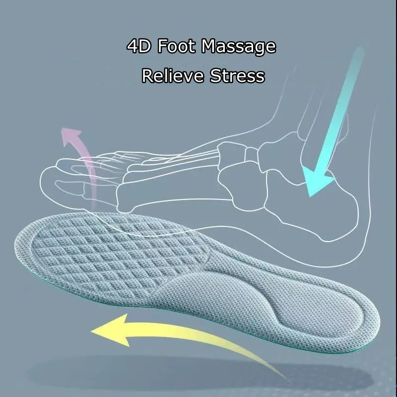 4D Masaj Spor ayakkabı tabanlığı Ter Emici Nefes Deodorant Astarı Ayak Büyüyen Taban Sünger Ayakkabı Ekler Pad Görüntü 5