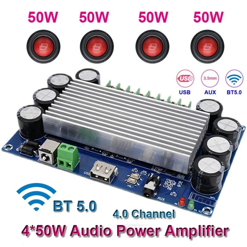 4X50W Bluetooth 5.0 TDA7388 Ses güç amplifikatörü Kurulu Otomotiv AMP AB Sınıfı Araba Stereo Ev Sineması Amplifikatörleri Görüntü 5