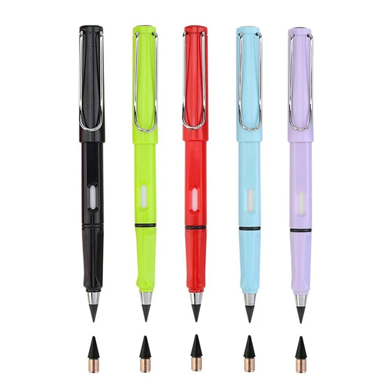 5 Adet Ebedi Kalem 5 Yedek Kalem Ucu Seti Sınırsız Yazma Kalemler Silinebilir Kalem Çocuklar İçin Çizim Kalemleri Görüntü 5