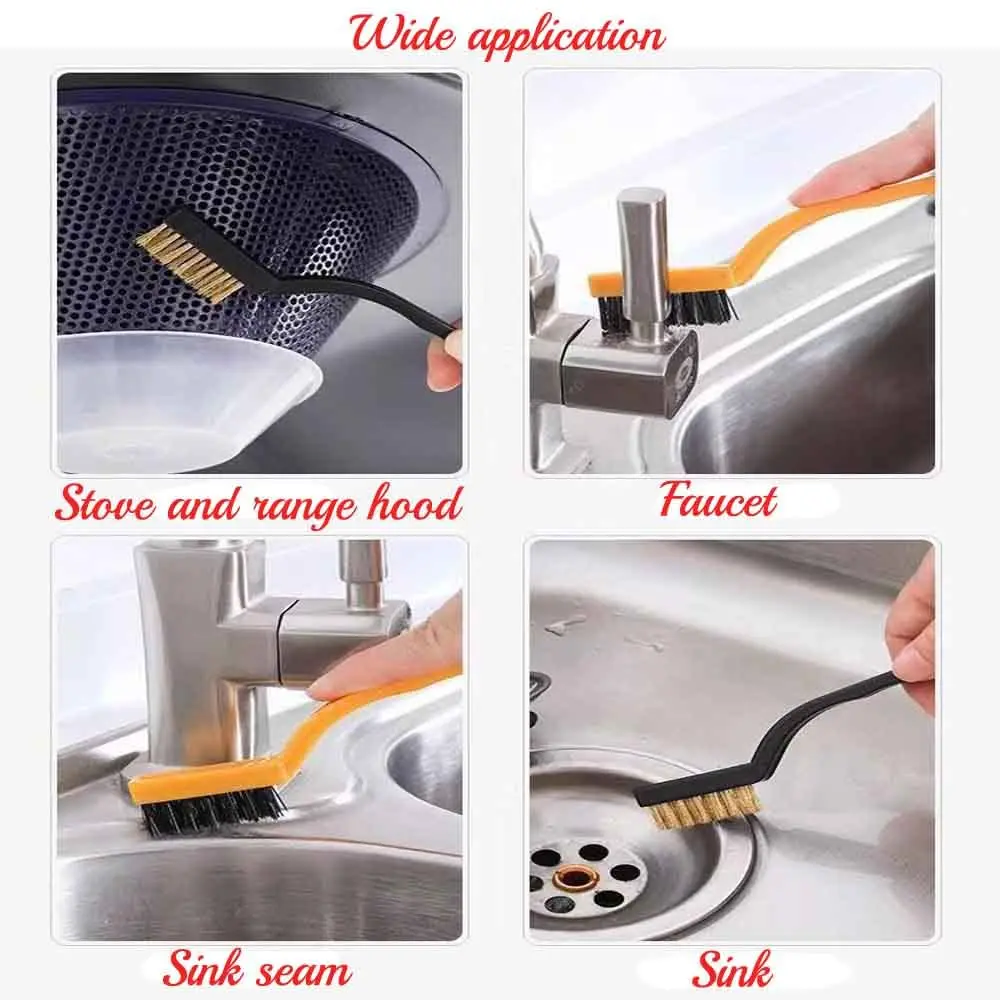 5 adet gaz sobası Uzun Saplı Temizleme Fırçası Mutfak Çok fonksiyonlu Temizleme Aracı Bakır Tel Soba davlumbaz Yağ Leke Temizleme Görüntü 5