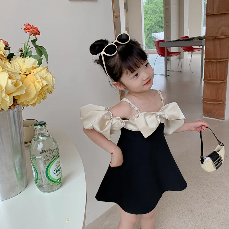 Bebek Kız Kelebek İlmek Patchwork Kolsuz Elbise Kapalı Omuz Yaz gündelik giyim ve Doğum Günü Partisi için E810 Görüntü 5