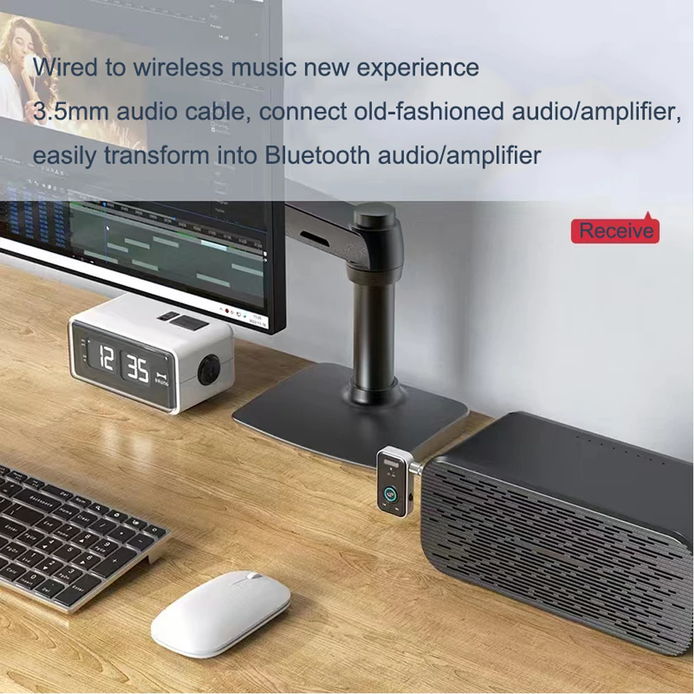 Bluetooth eller serbest araç kiti Alıcı Adaptörü 3.5 mm AUX 2 in 1 Kablosuz Verici ve Alıcı MP3 Müzik Çalar Görüntü 5