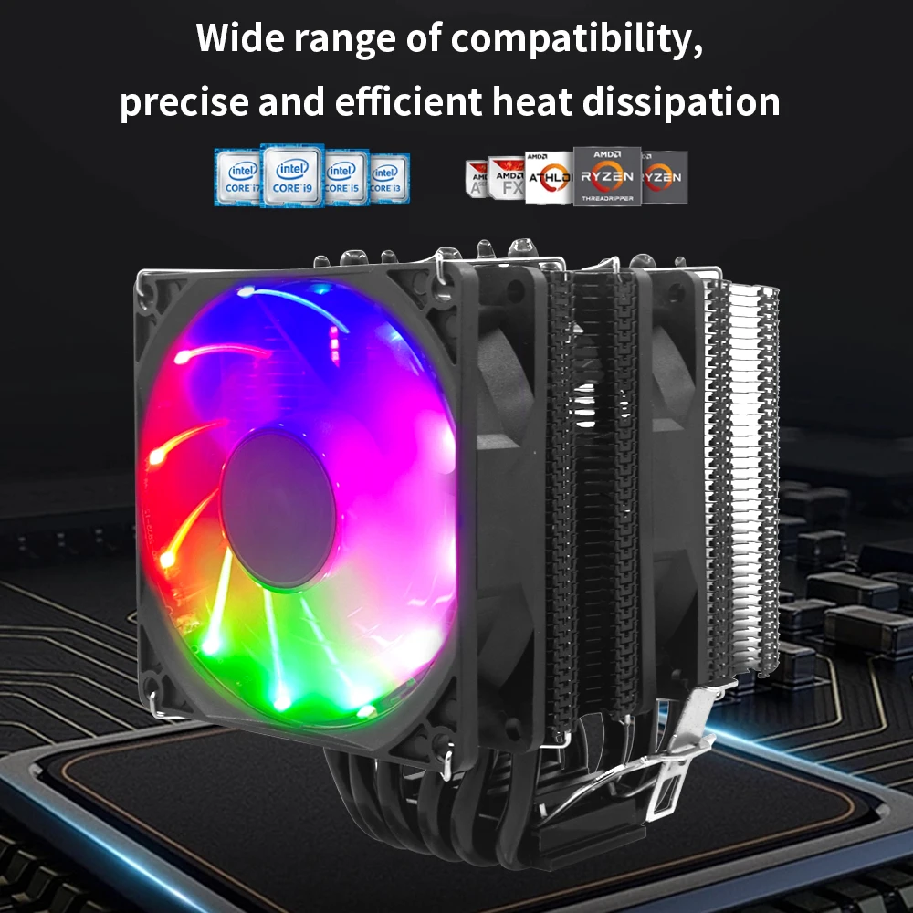 CPU Soğutucu RGB 4 Pin 4/6 ısı boruları Hava Soğutucu Intel LGA 2011 İçin 1150 1155 1151 775 1700 1200 AM4 AM3 X79 x99 İşlemci Soğutucu Görüntü 5