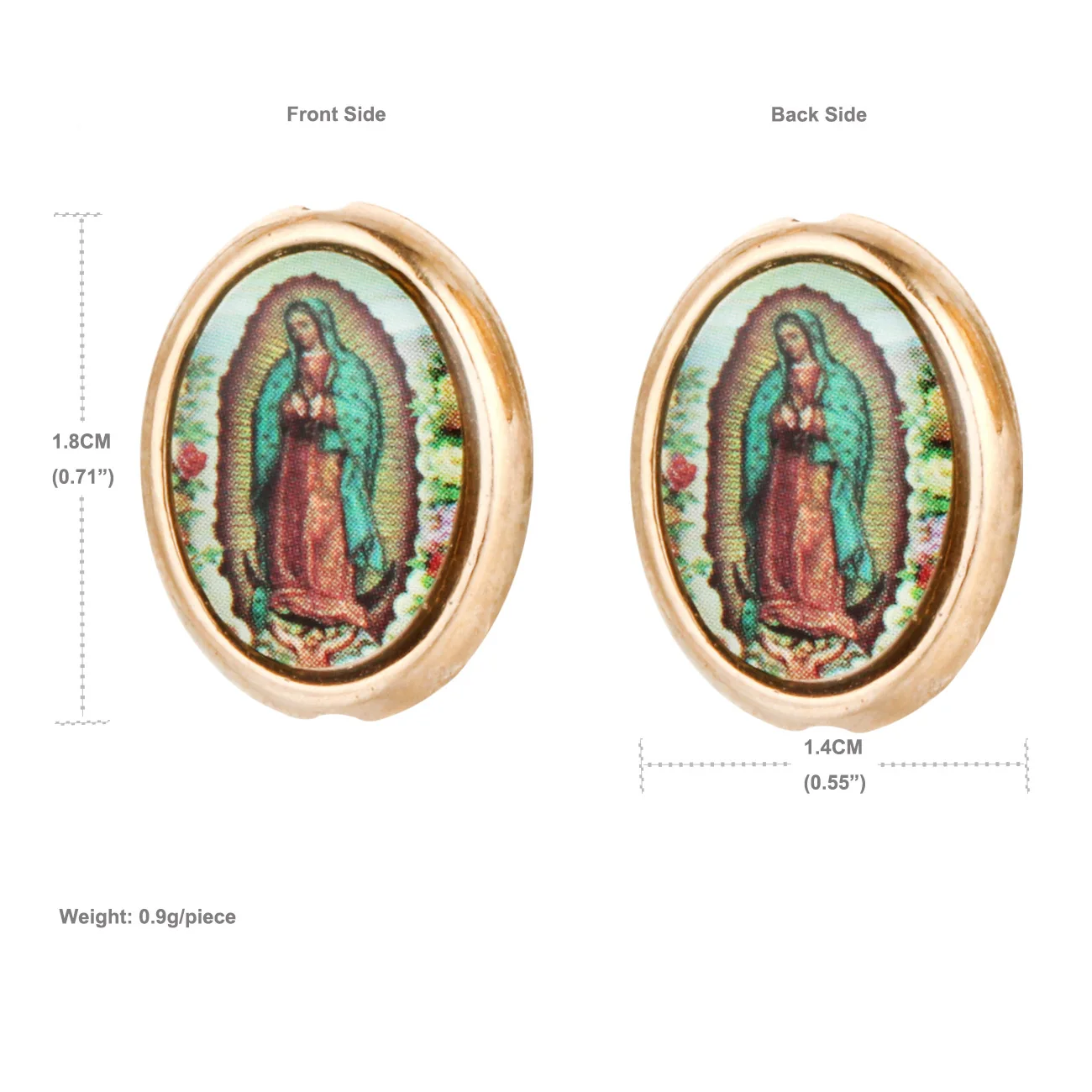 Cottvott 20 Adet Altın Renk Oval Meryem Our Lady Guadalupe dağınık boncuklar DIY Kolye Bilezik Tespih Çelenk Takı Parçaları Görüntü 5