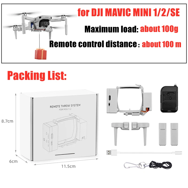 DJI Mavic Mini 2 / Mini 1 / SE / MİNİ 3 PRO Drone Airdrop Hava Damla Sistemi Atıcı Balıkçılık Yem Alyans Hediye Atmak Teslim Görüntü 5
