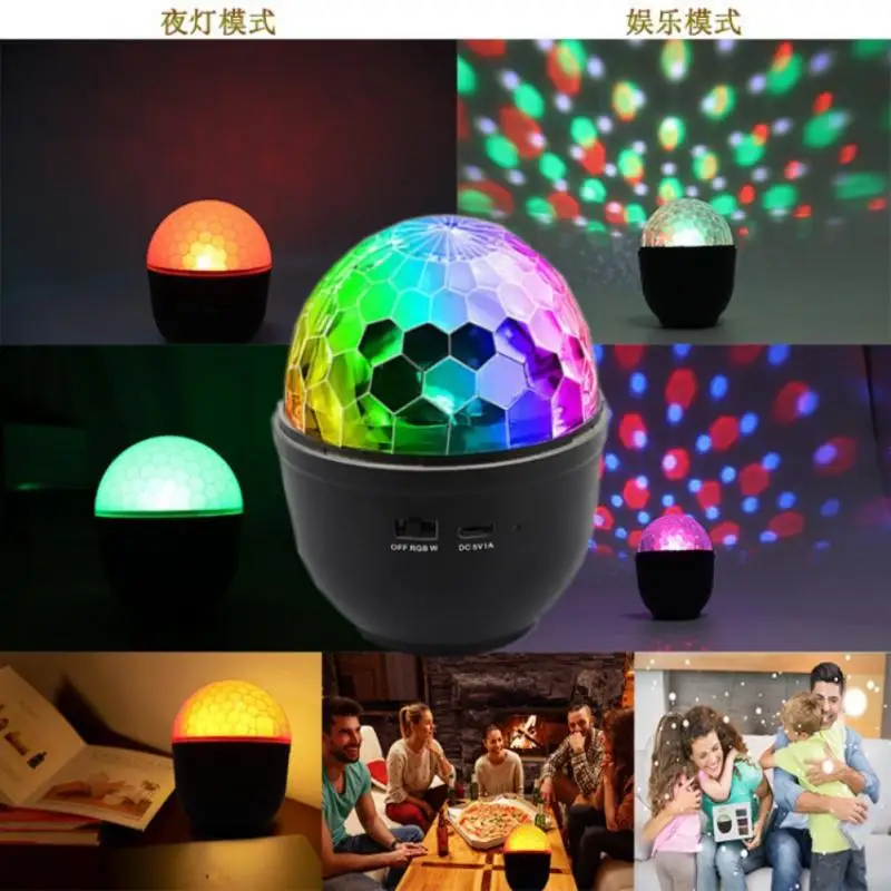 Disko sihirli top dj ışığı Ses Aktif 7 Renk Dönen LED Kristal Sahne projektör ışıkları Parti DJ Lambası Doğum Günü Partisi İçin Görüntü 5