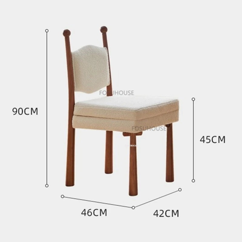 Fransız Retro katı ahşap yemek sandalyesi Arkalığı Berber Polar Ev Yatak Odası Dresser Sandalyeler yemek odası mobilyası Rahatlatıcı Sandalyeler Görüntü 5
