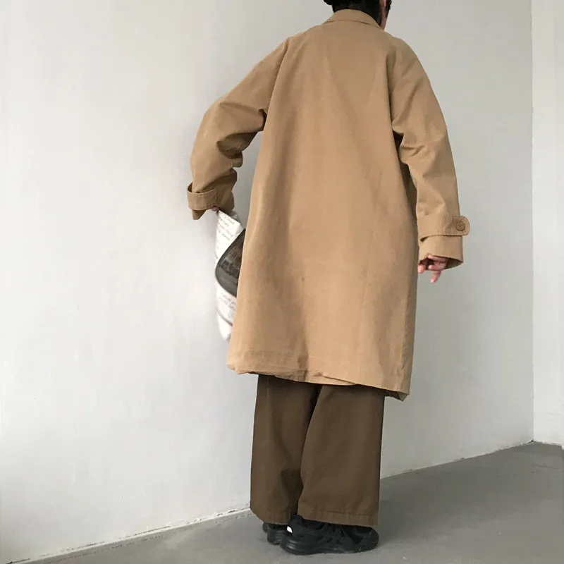 Japon Vintage Siper Erkekler Rahat Popüler Uzun Palto Genç Yakışıklı Yüksek Sokak Dış Giyim İngiltere Sonbahar Yeni Ulzzang Ins Görüntü 5
