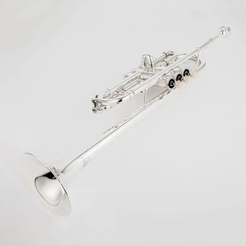 Japonya kalite 9445CHS C Trompet C Düz Pirinç Gümüş Kaplama Profesyonel Trompet Müzik Aletleri ile Deri Kılıf Görüntü 5