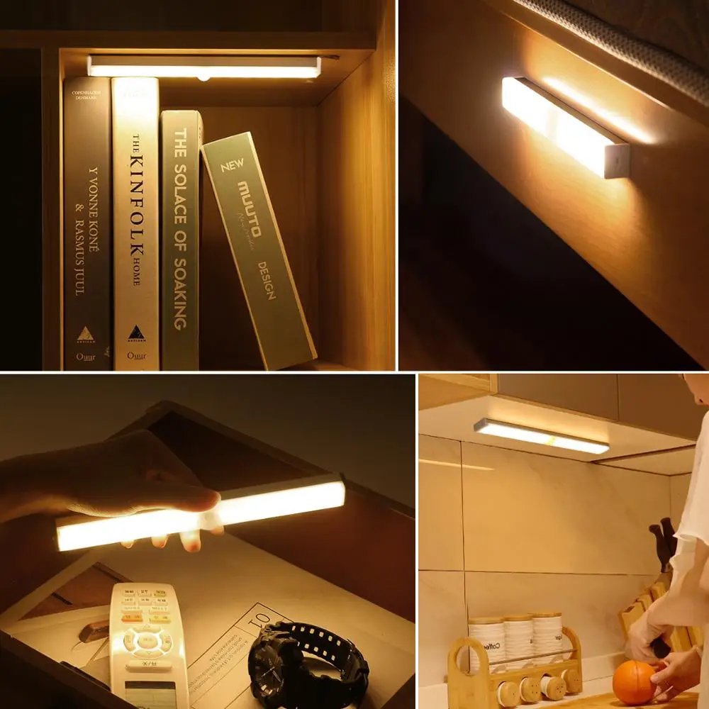 Kablosuz hareket sensörlü led bar ışığı Gece Aydınlatma 5V USB şarj edilebilir lamba Taşınabilir Dolap Mutfak Merdiven Akıllı indüksiyon ışık Görüntü 5
