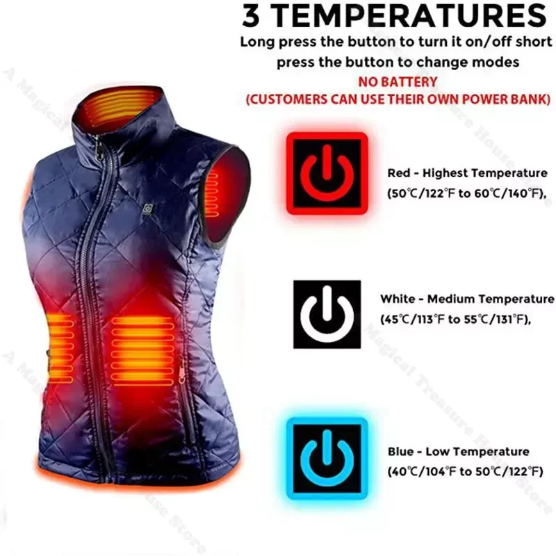 Kadın ısıtma yelek sonbahar ve kış pamuk yelek USB kızılötesi elektrikli ısıtma takım elbise kadın esnek termal kış sıcak ceket Görüntü 5